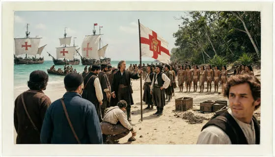 Columbus comes ashore, 1492